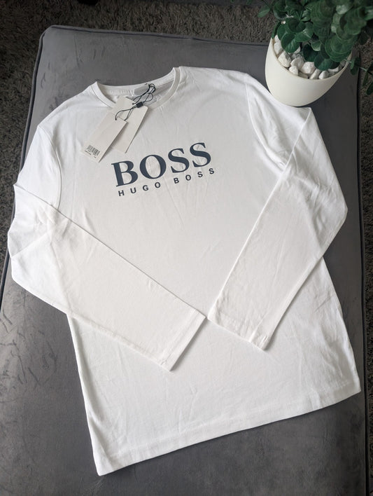 New Hugo boss boys Smart T shirt top t shirt Gift White 14yr £60 Long Sleeve