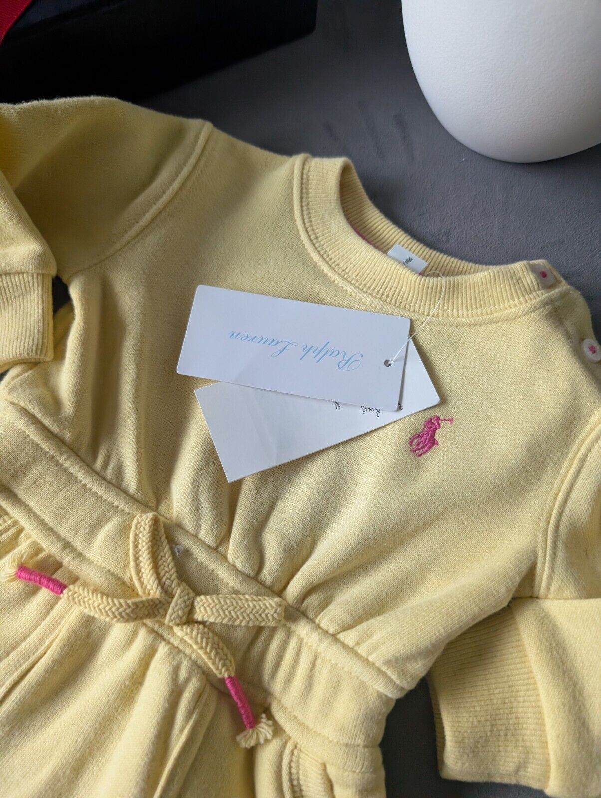 New Ralph Lauren baby Girls Yellow Sweater Jumper Dress Spring 0-3m Gift