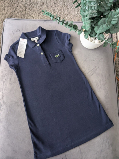 New Lacoste Girls Pique Polo Dress Navy Blue Tennis Dress Smart occasion Gift £70 6Y