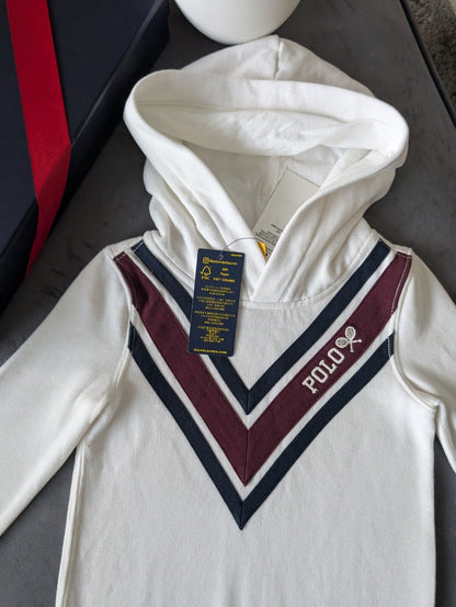 New Girls Polo Ralph Lauren White Hooded Dress Jumper Dress Age 4 Gift  £73