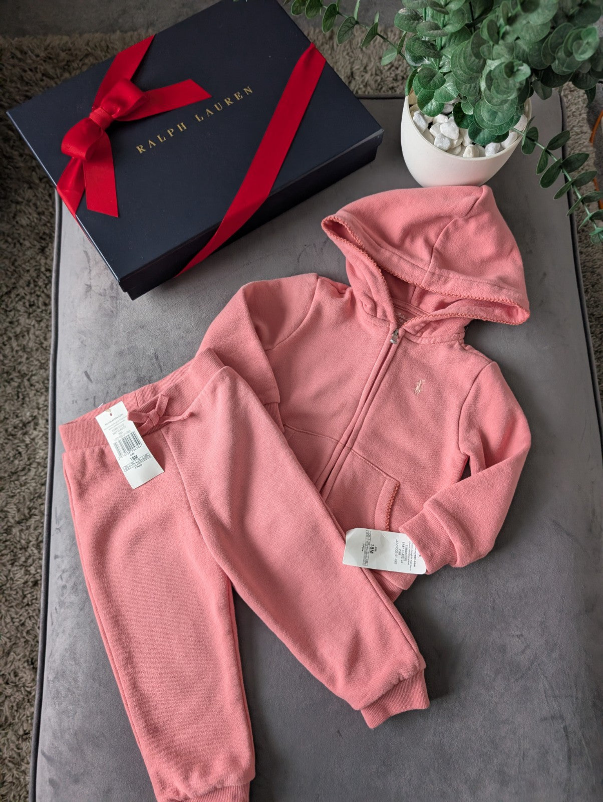 New Gorgeous Ralph Lauren Pink Scalloped Baby Girl Tracksuit  12-18m Gift Baby