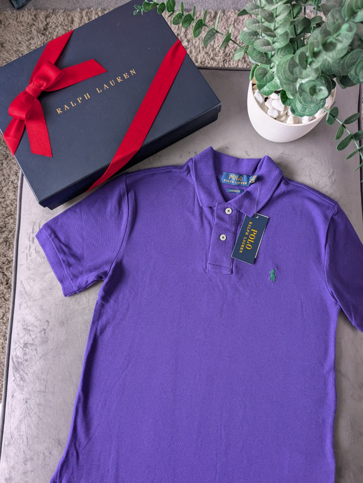 New Ralph Lauren Plain Smart Purple  Short Sleeve Polo Gift Occasion 10y Boys