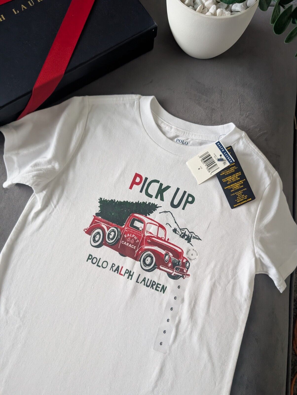 New Ralph Lauren Boys Christmas Tree's Truck T Shirt Smart Ivory 6yrs Gift Ralph