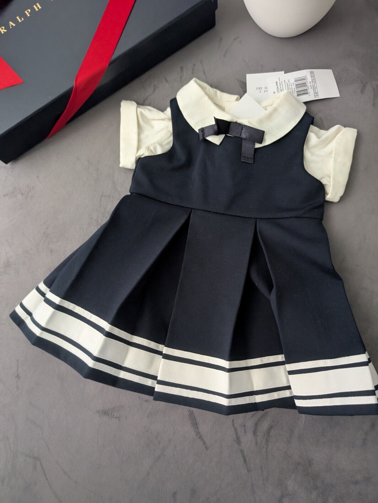 New Luxury Ralph Lauren Nautical Dress Baby Girls Occasion Smart 3-6m Gift Navy