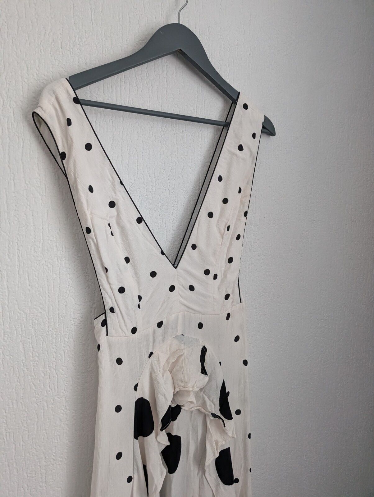 TOPSHOP Pinafore Spot Polka dot Midi Dress White Black Sz 10 worn once viral