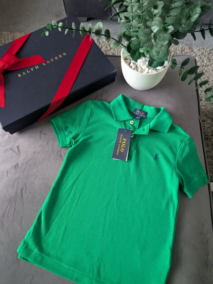 New Ralph Lauren Boys Green Plain Polo T Shirt Age 4yr Smart Gift Casual Logo