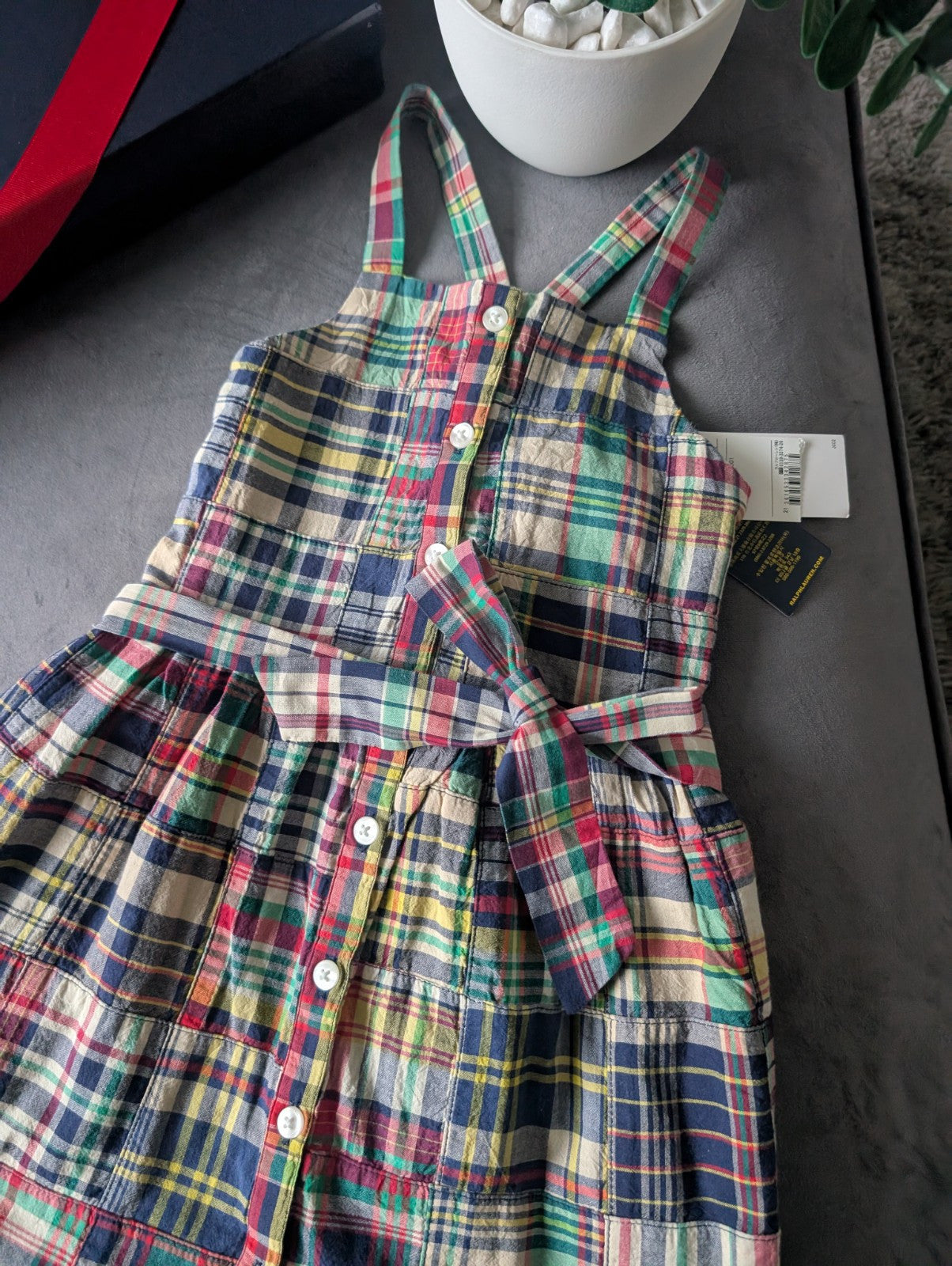 New Ralph Lauren Girls Multi Madras Patchwork Dress Occasion Pretty Summer 4yrs