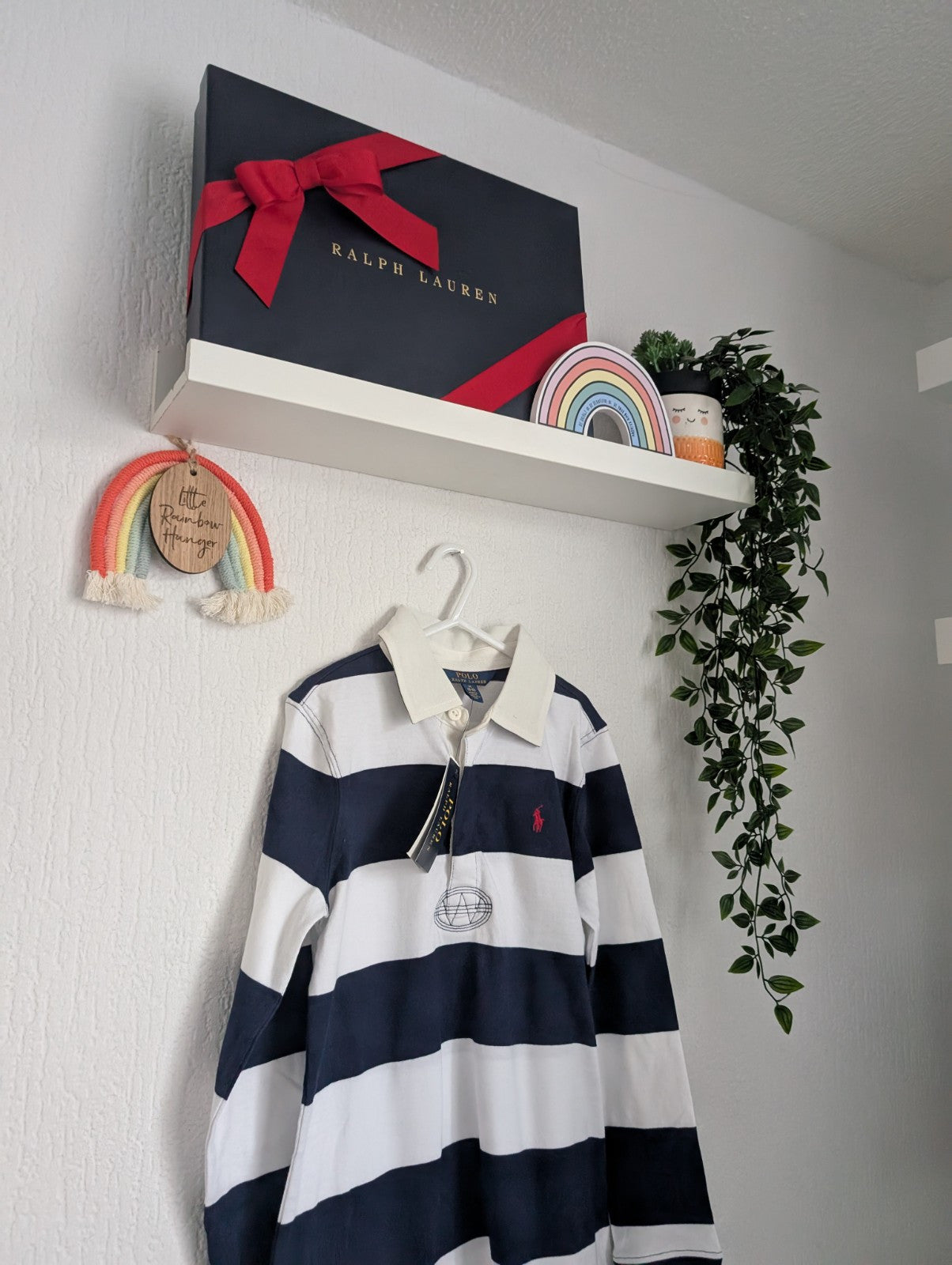 New Ralph Lauren Polo Rugby Style Stripe Dress Navy Blue Size Girls M 8-10 Gift