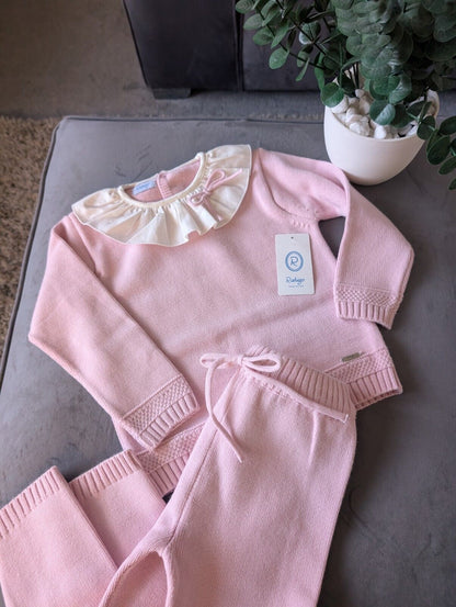 New Stunning Pink Knit Girls Rahigo Set Age 4-5 Warm Frill Bow Pretty Gift