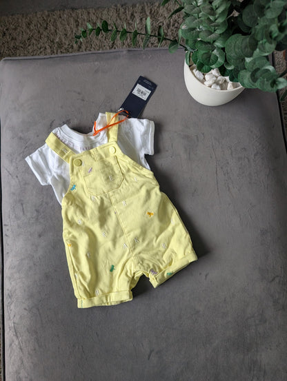 New Ted Baker Baby Boy Occasion Dungaree All In One Yellow Smart Romper Newborn