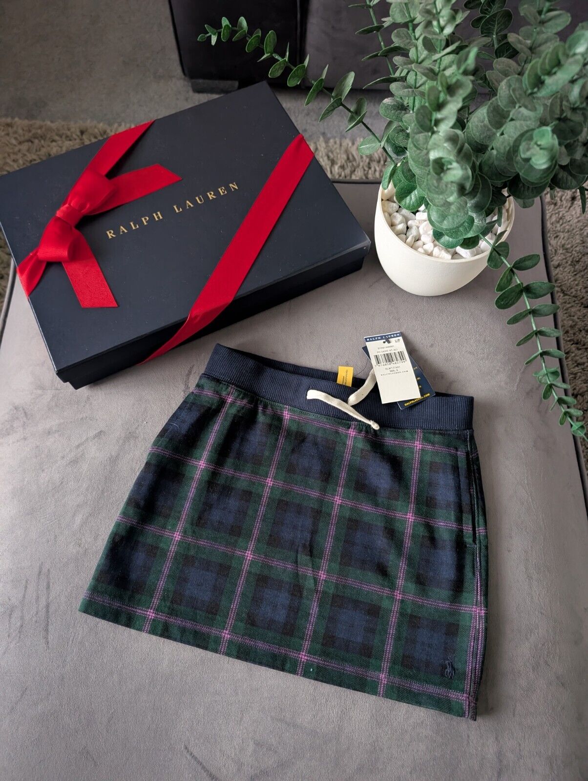 New Ralph Lauren Girls Tartan Green Skirt Plaid Cute Gift Age 5 Checked Fleece