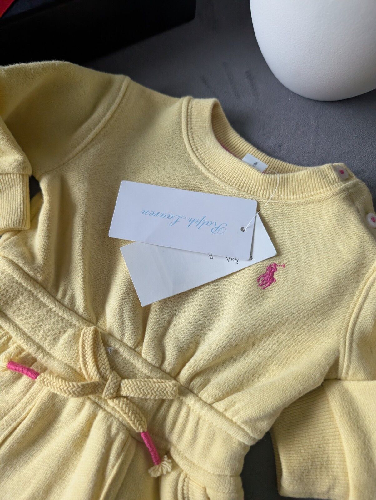 New Ralph Lauren baby Girls Yellow Sweater Jumper Dress Spring 0-3m Gift