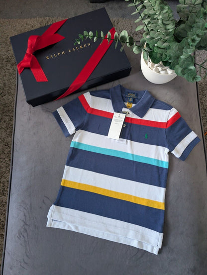 New Ralph Lauren Rainbow Smart Polo T Shirt Age 4 Gift Casual Embroided Pony