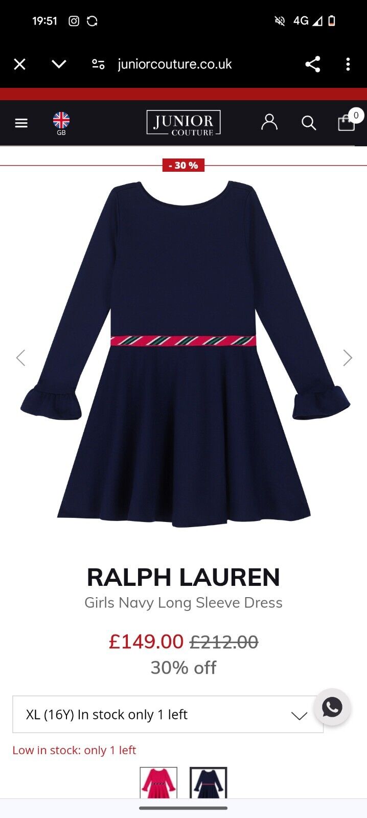 New Stunning Ralph Lauren Girls Ponte Frill Sleeve Navy Dress Belted Gift 6y