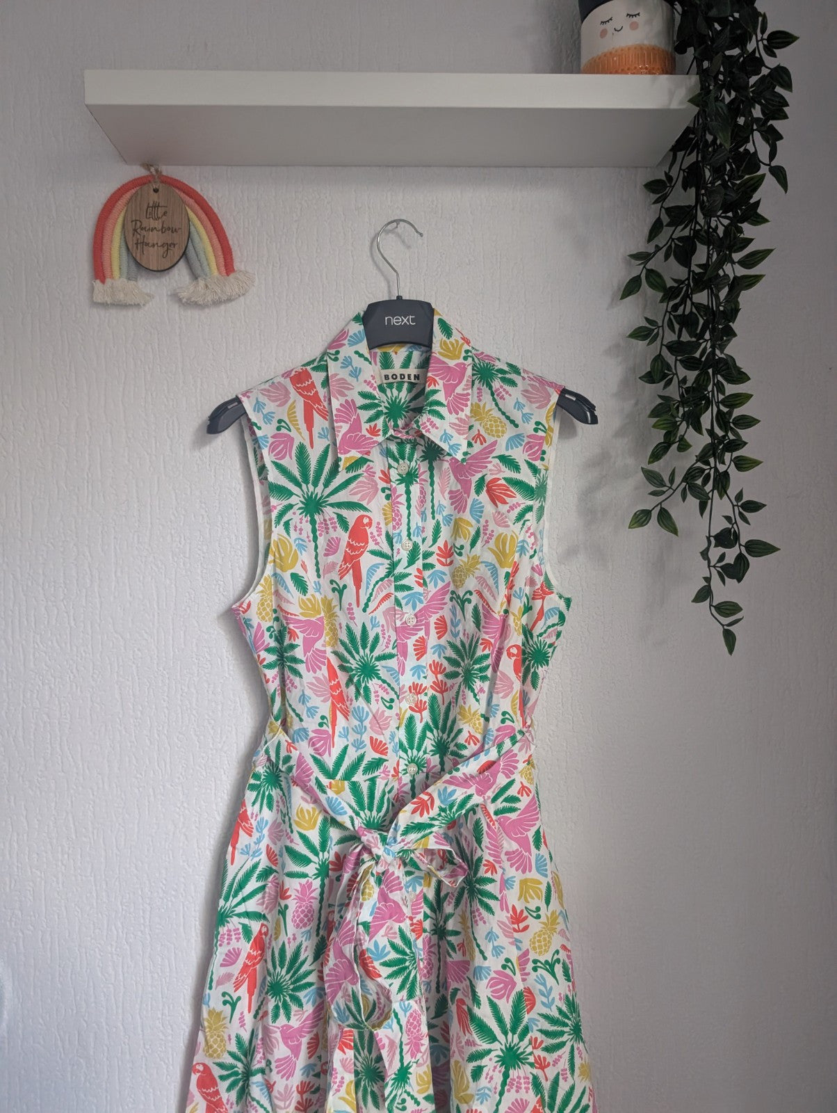 Worn Once BODEN AMY SLEEVELESS SHIRT DRESS IN TROPICAL PARADISE SIZE UK 10R