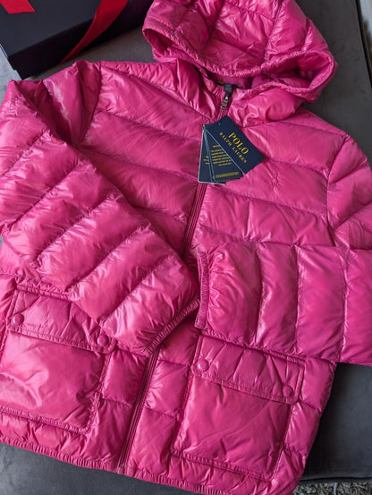 New Polo Ralph Lauren Lightweight Jacket Pink XL/16 Kids Coat Down Puffer £229