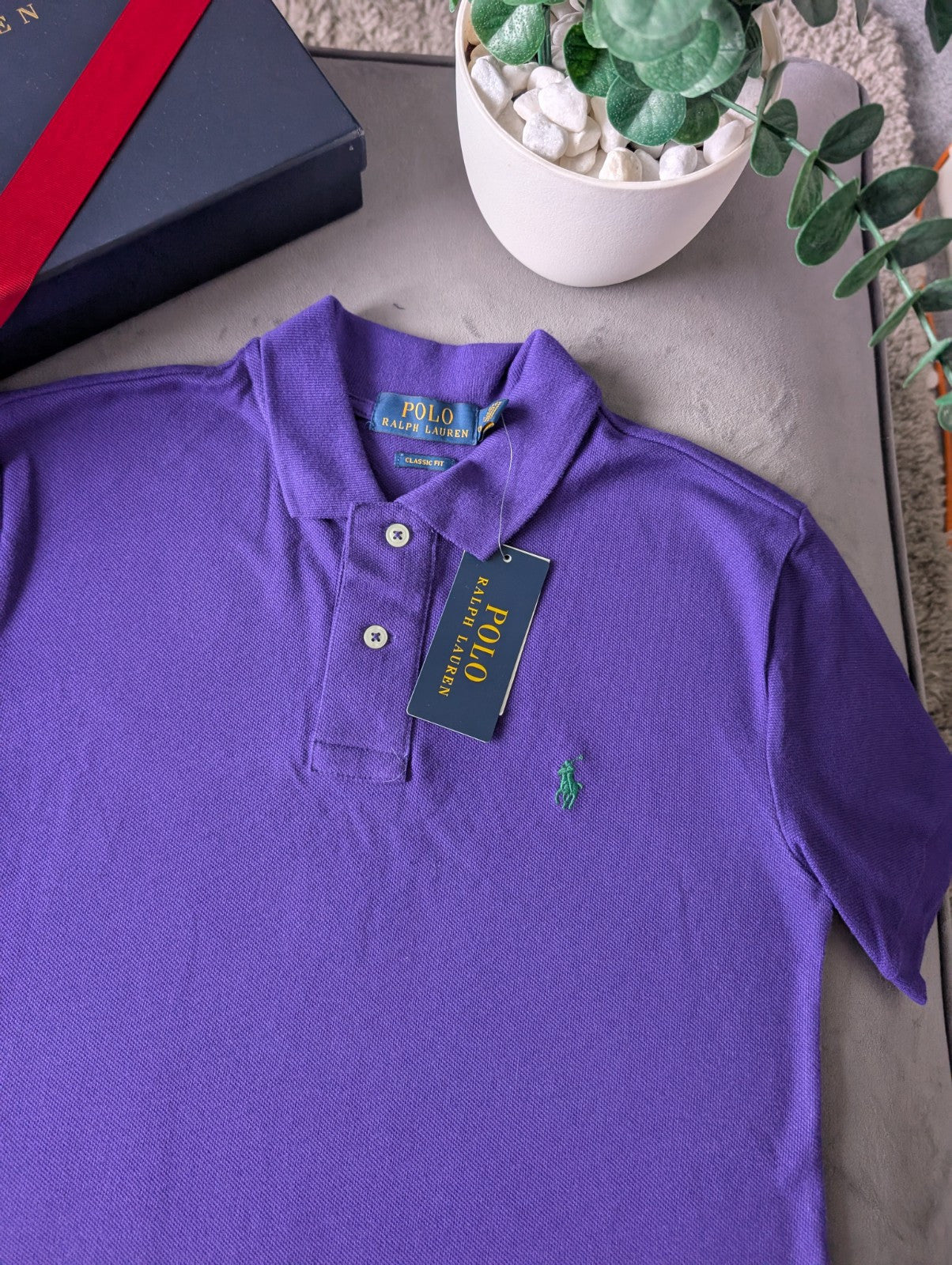 New Ralph Lauren Plain Smart Purple  Short Sleeve Polo Gift Occasion 10y Boys