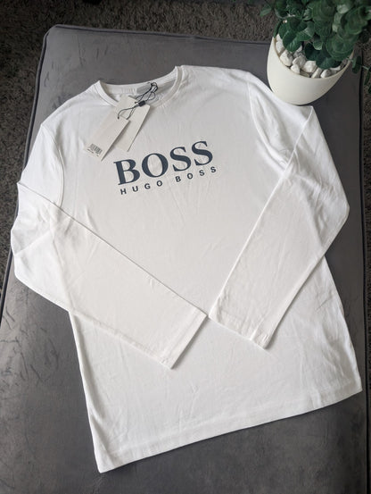 New Hugo boss boys Smart T shirt top t shirt Gift White 14yr £60 Long Sleeve