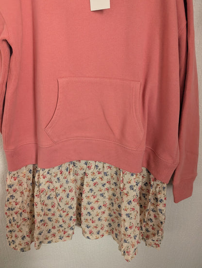 New Ralph Lauren Girls Pink Pretty Floral Hoodie Dress Autumn Winter Gift 12-14y