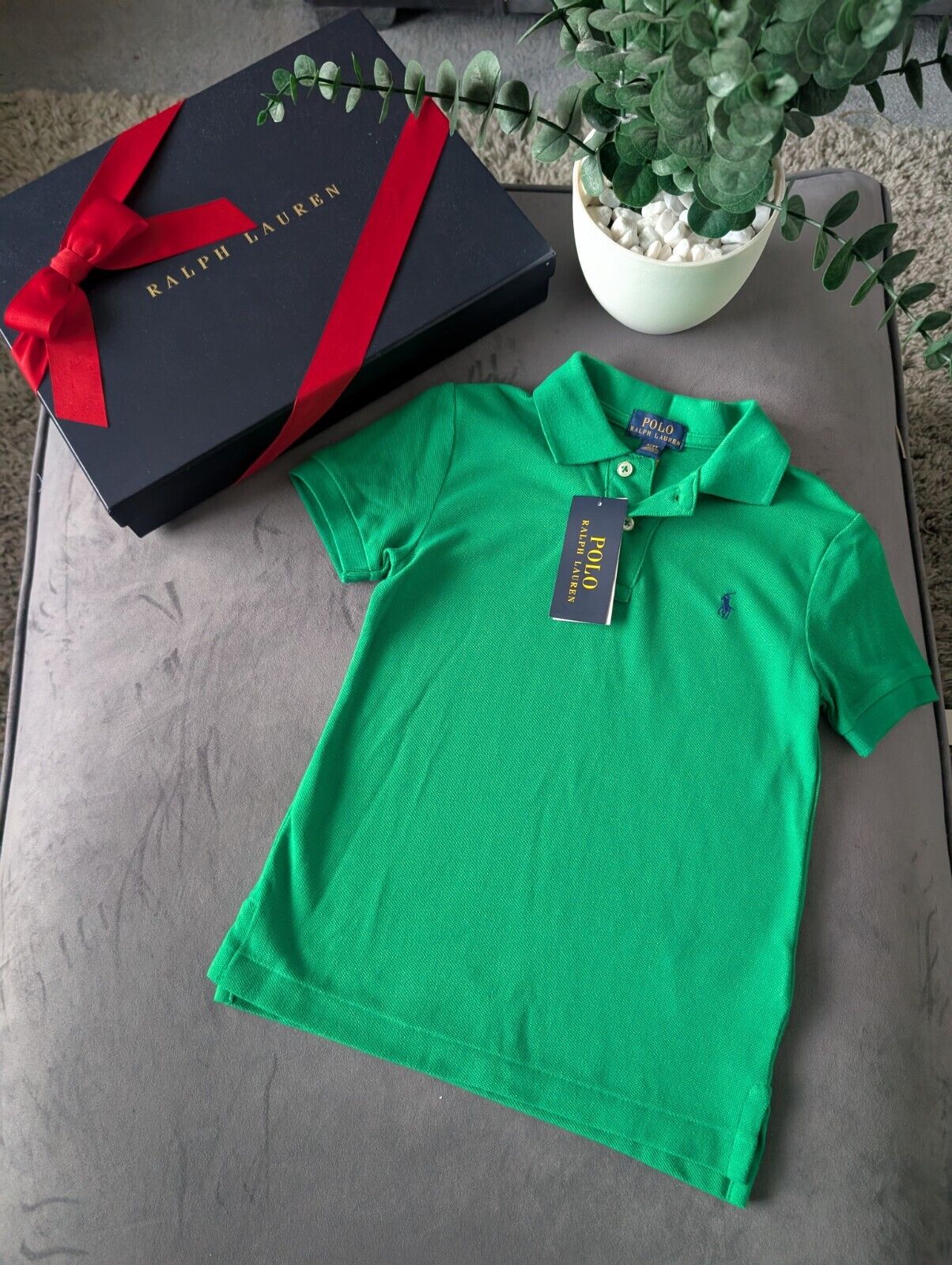 New Ralph Lauren Boys Green Plain Polo T Shirt Age 4yr Smart Gift Casual Logo