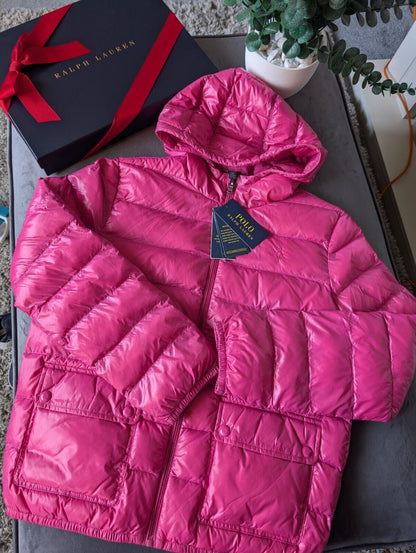 New Polo Ralph Lauren Lightweight Jacket Pink XL/16 Kids Coat Down Puffer £229