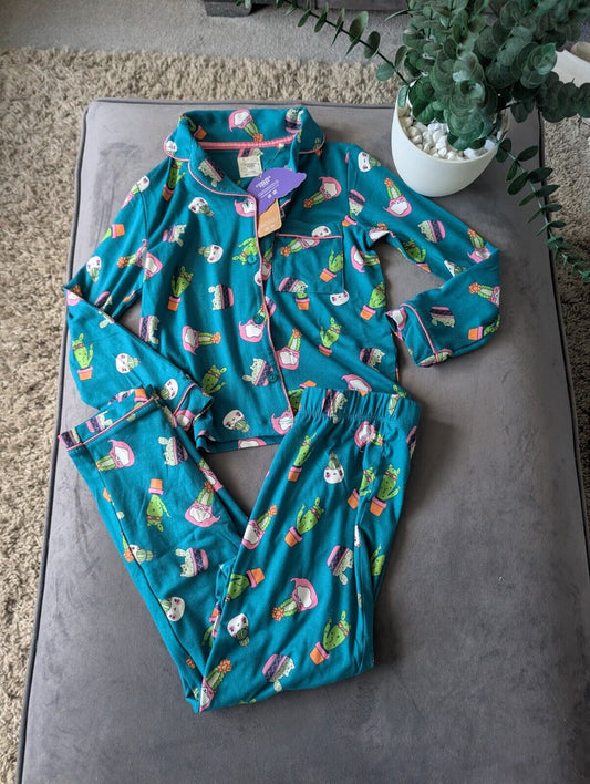 New Chelsea Peers Adorable Girls Cactus Cute Pyjamas Green 5-6 Years Long Sleeve