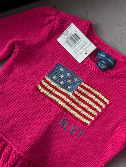 New Rare Polo Ralph Lauren USA American sweater 18M Pink Pony RL 67 Olympics