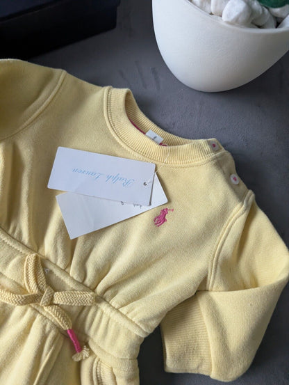 New Ralph Lauren baby Girls Yellow Sweater Jumper Dress Spring 0-3m Gift