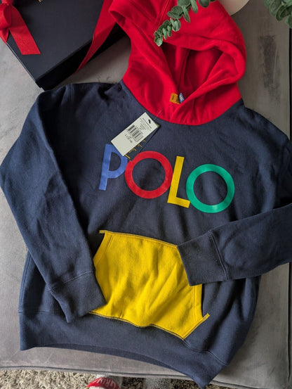 New  Ralph Lauren Boys Colour Logo Fleece Full-Zip Hoodie Smart Age 12-14 £109