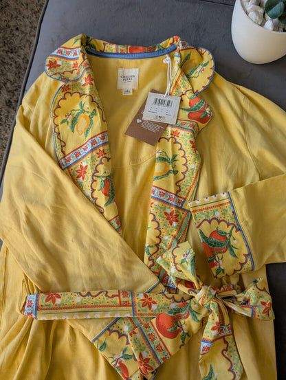 Chelsea Peers  Cotton Yellow Robe Dressing Gown Size XXS UK6 Bnwt lemons design