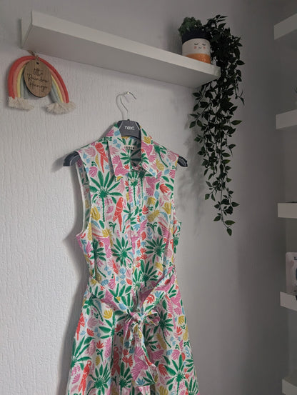 Worn Once BODEN AMY SLEEVELESS SHIRT DRESS IN TROPICAL PARADISE SIZE UK 10R