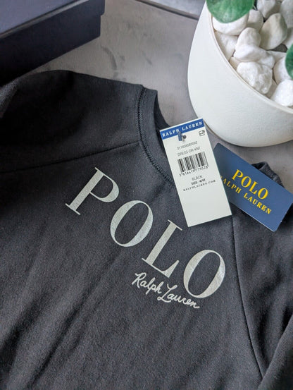 New Ralph Lauren Girls Black Polo Logo Fleece Sweater Dress Age 4 £95 Gift Smart