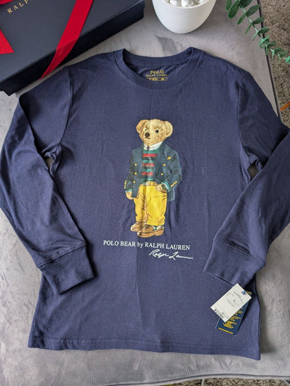 New Gorgeous Ralph Lauren Butler Bear T-Shirt Age 10-12 Gift Navy Blue Smart