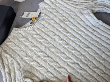 New Polo by Ralph Lauren Cable Knit Jumper Ivory Girls 16y Glitter Sparkle New