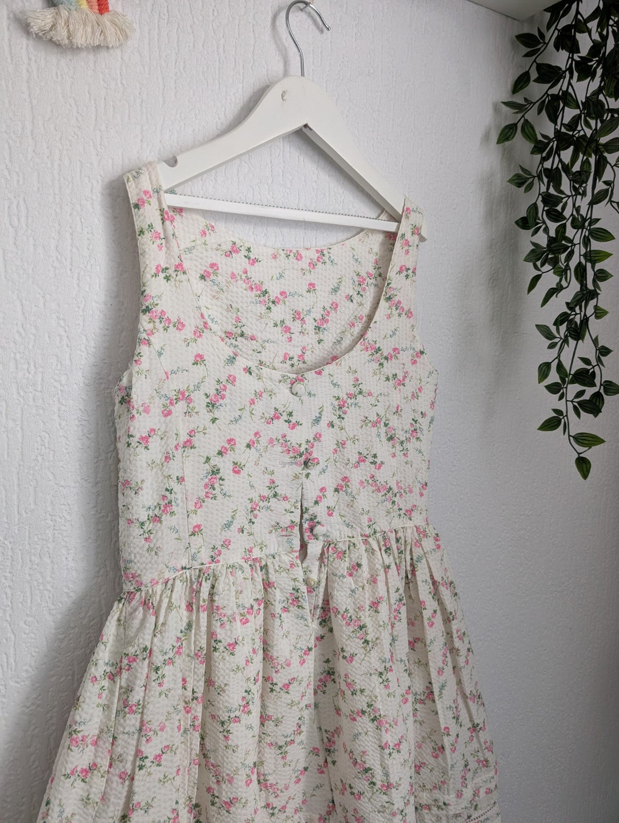 New Ralph Lauren Girls Seersucker Floral Dress Occasion Pretty 10-12y Ivory Gift