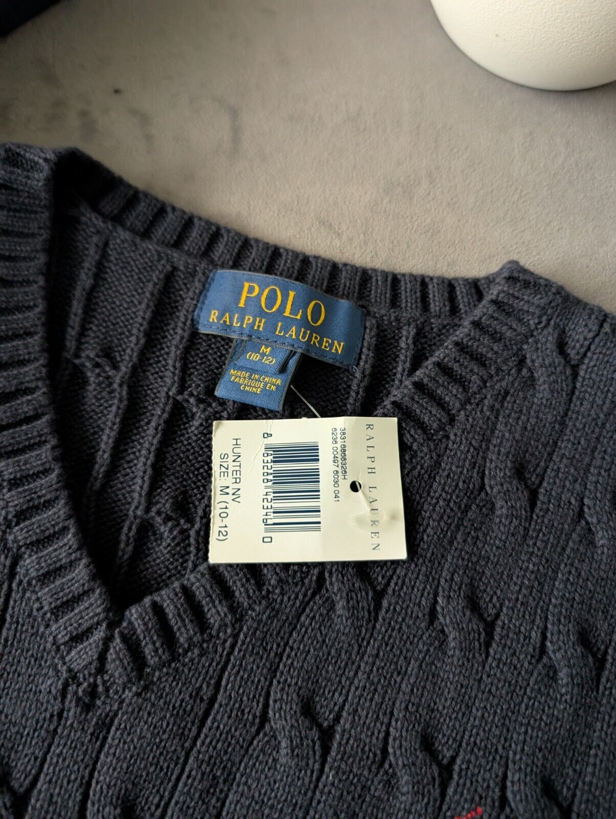 New Polo Ralph Lauren Navy Blue Cotton Sweater Jumper Vest Tank Top Size 10-12yr