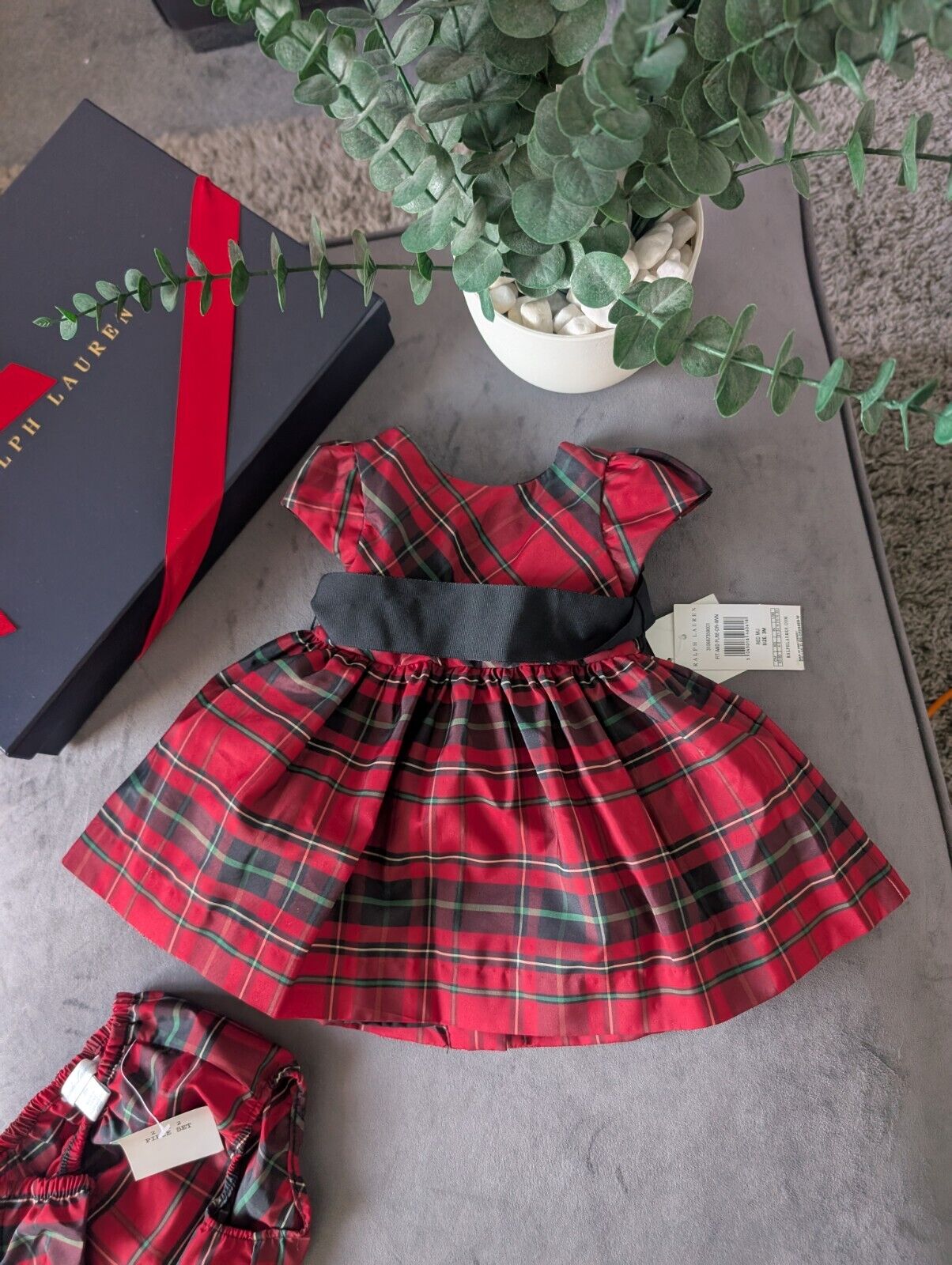 New Ralph Lauren tartan girls vincenza fit flare party dress 9-12m gift cute party