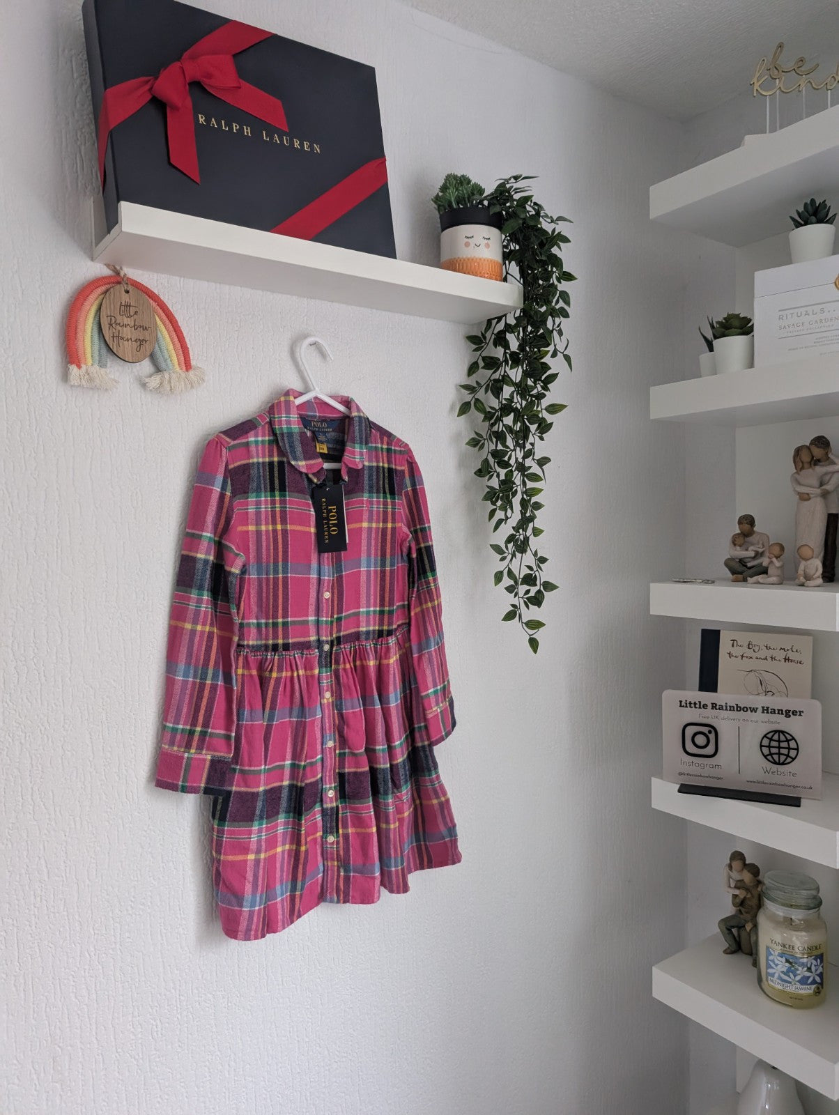 New Stunning Ralph Lauren Girls Tartan Plaid Flannel L Sleeve Dress 6 Yrs Pink