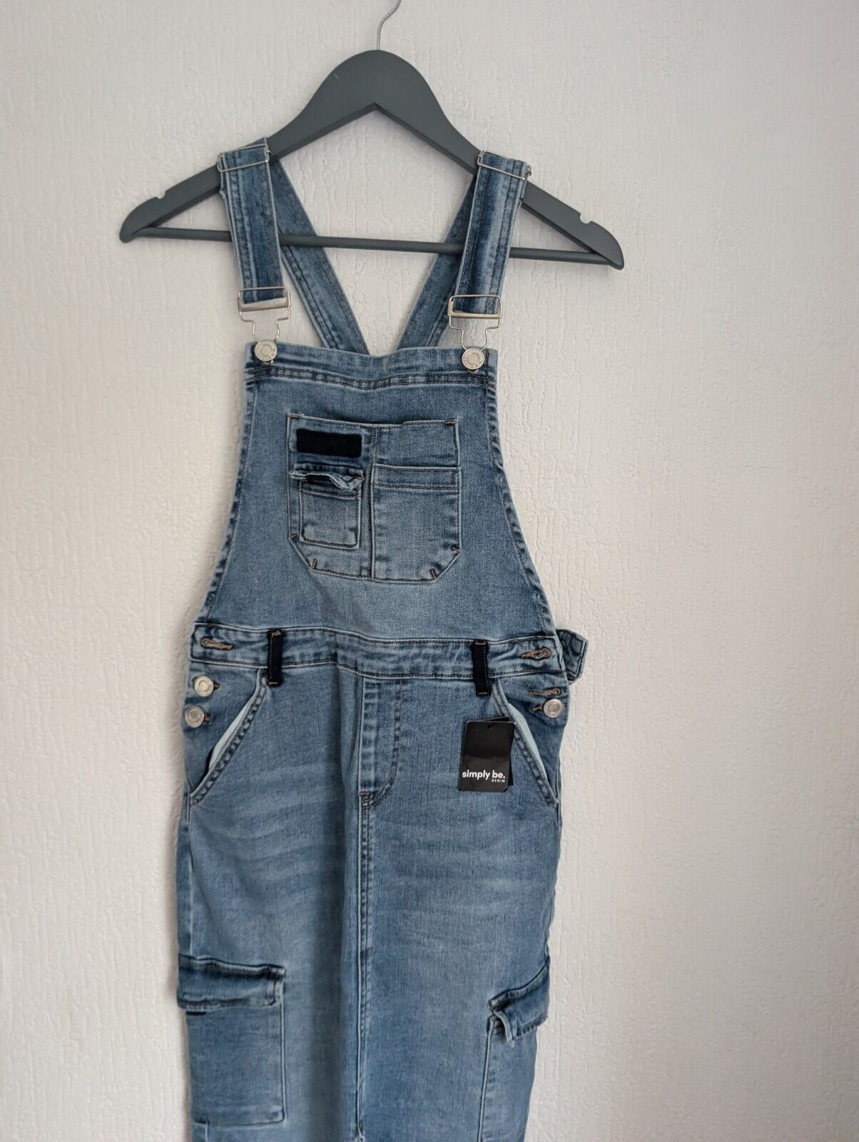 New simply be denim dungaree dress autumn womens winter UK 10 multi denim Blue