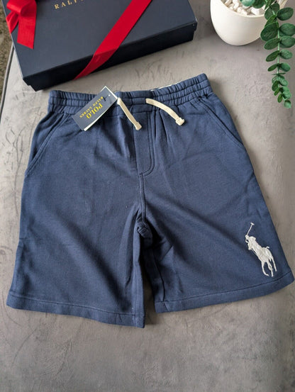 New Ralph Lauren Boys Elasticated Waist Navy Blue Shorts Jogger Age 10-12 New