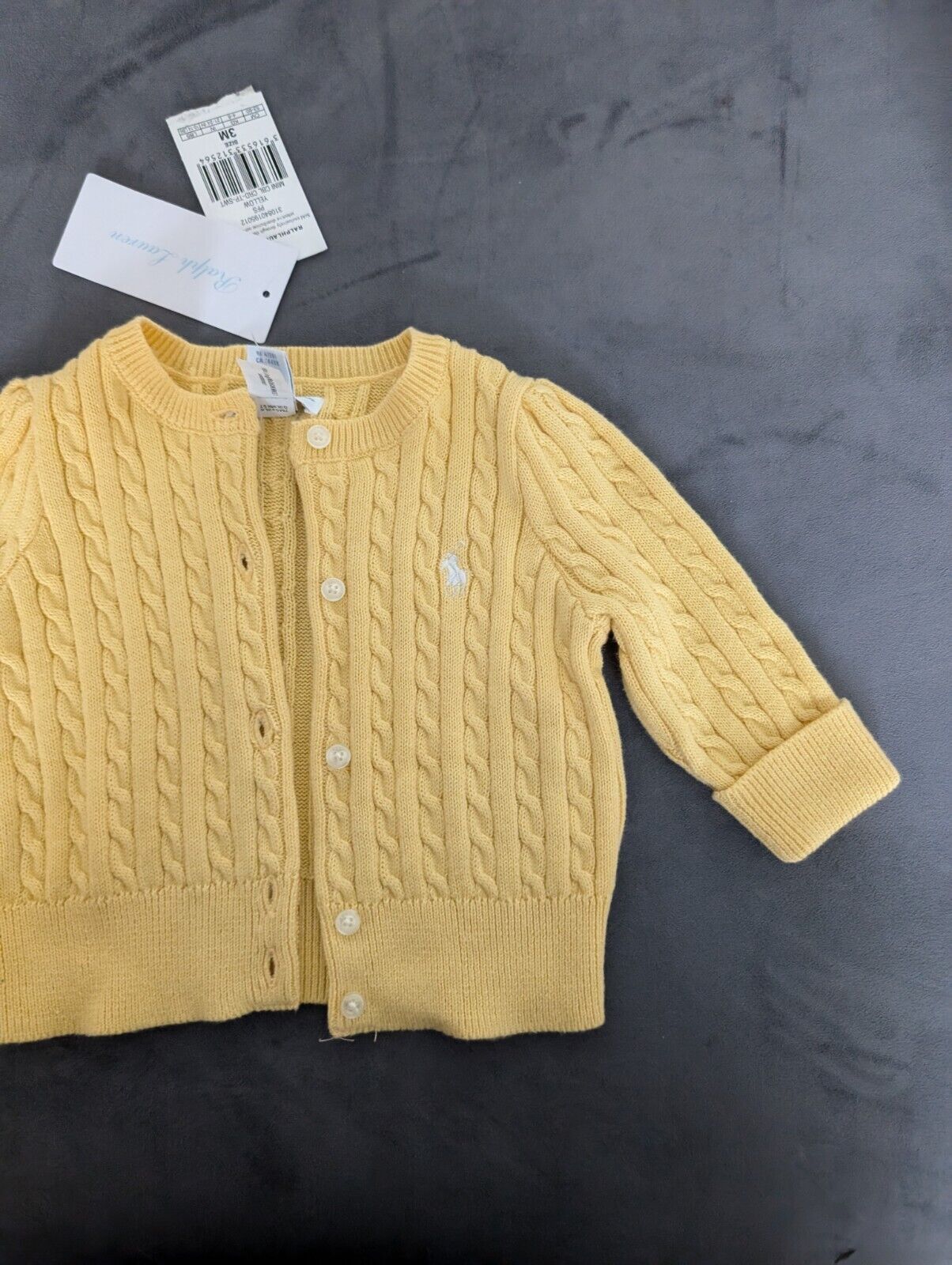 New Ralph Lauren Girls Knitted Cardigan 3months  Gift Smart Buttoned Yellow