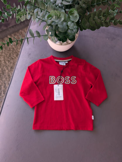 New Hugo Boss Baby Boy Smart Red T Shirt Age 9-12m Occasion Gift RRP £55