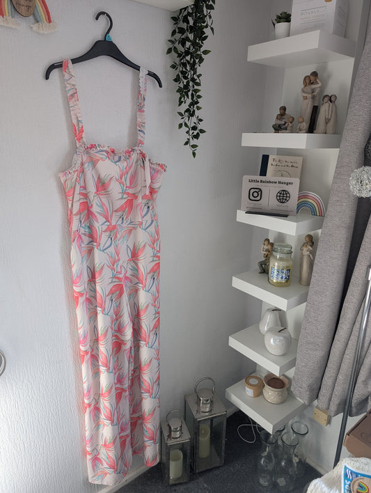 New Gorgeous Ladies Pink Floral Little Mistress Floral Jumpsuit Occasion UK 16