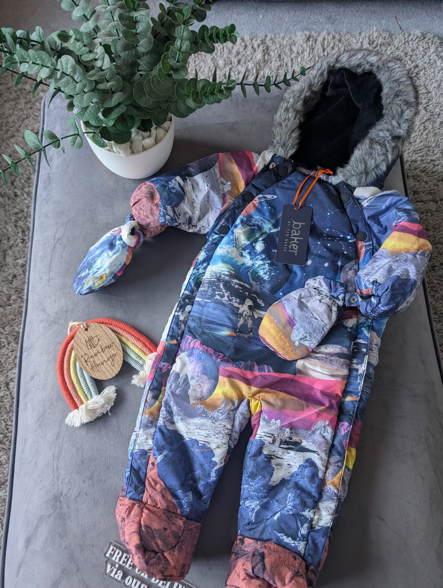 NEW BOYS TED BAKER SNOWSUIT AGE 3-6 MONTHS BNWT COST £45 SPACE Gift Astronaut