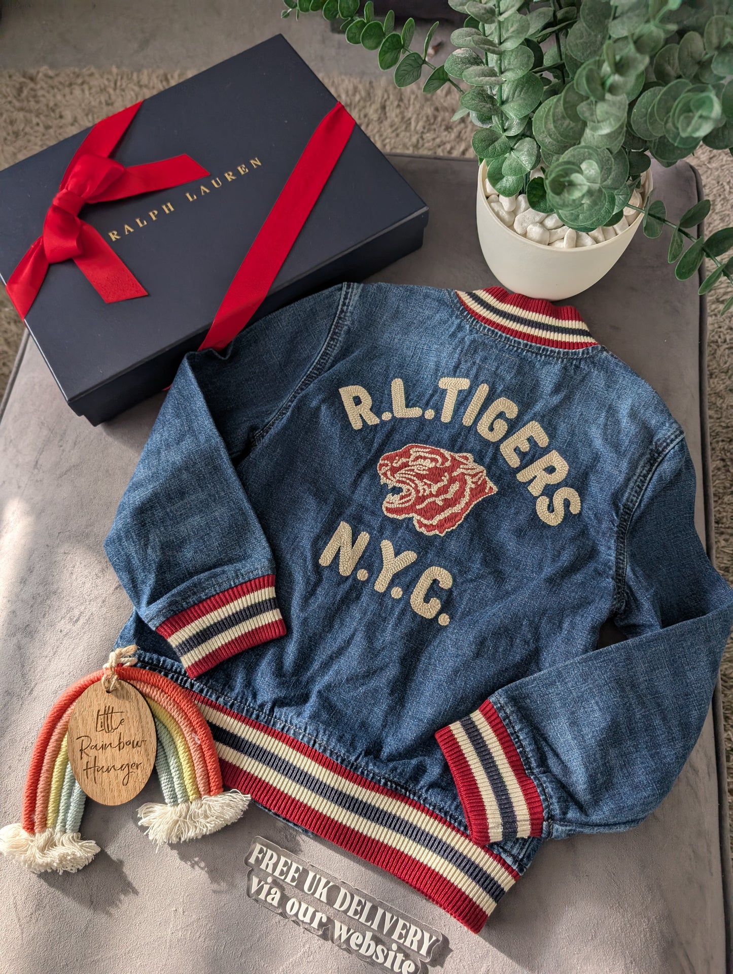 New Ralph Lauren Gorgeous Tigers Denim Style Jacket Gift 5-6y Unisex USA Gift