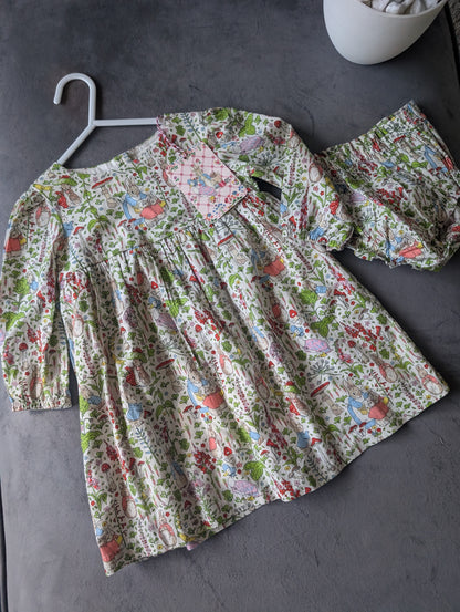 New Cute Beatrix Potter Cath Kidston Peter Rabbit Dress & Bloomers 6-9 m Gift