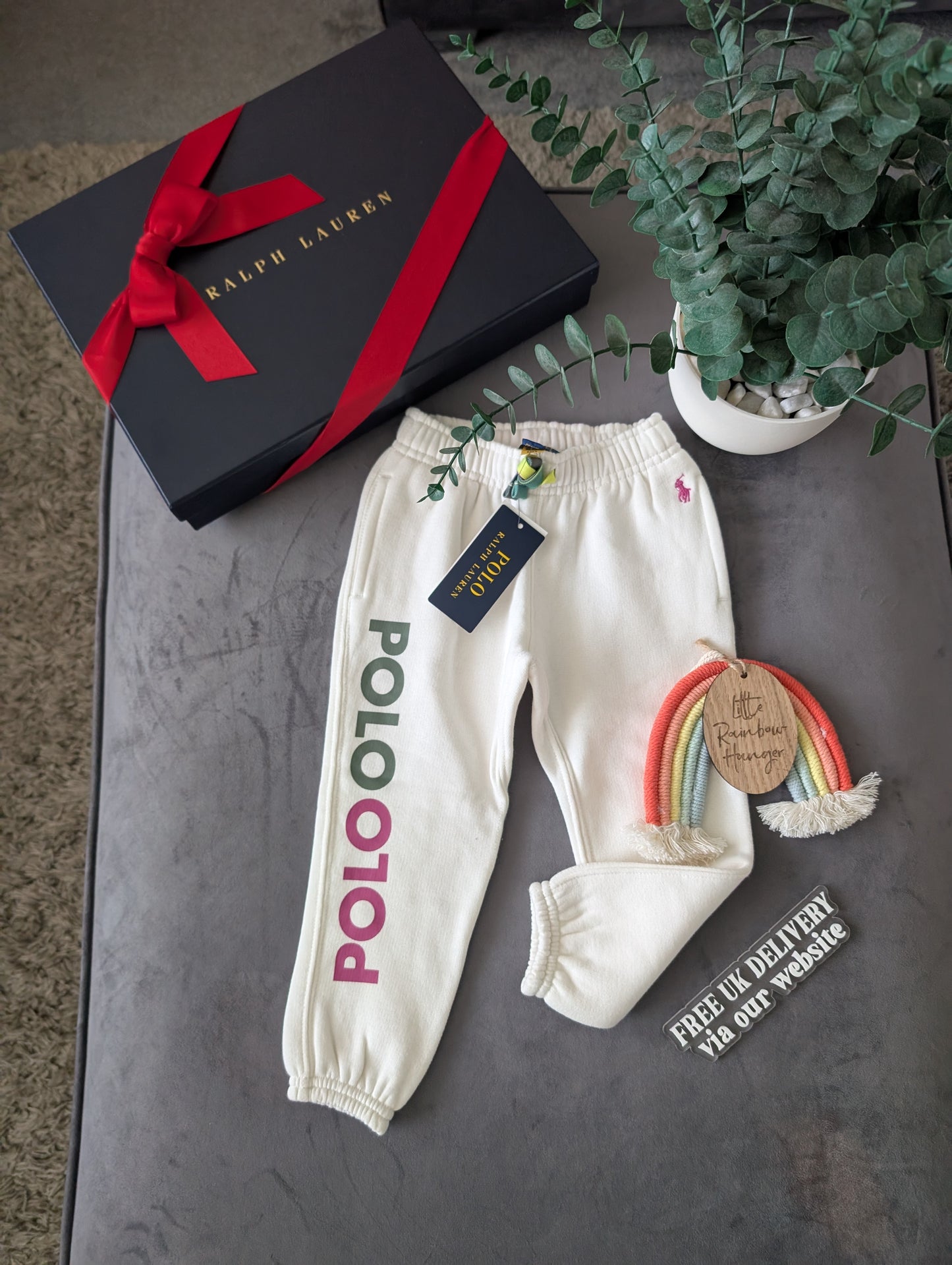 New Polo Ralph Lauren Baby Girls Joggers Trousers 18-24m Ivory RRP £75.00 Gift