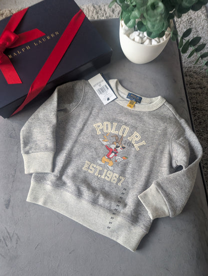 New stunning Ralph Lauren Bunny Luna Easter Grey Cute Jumper fleece 2yrs gift