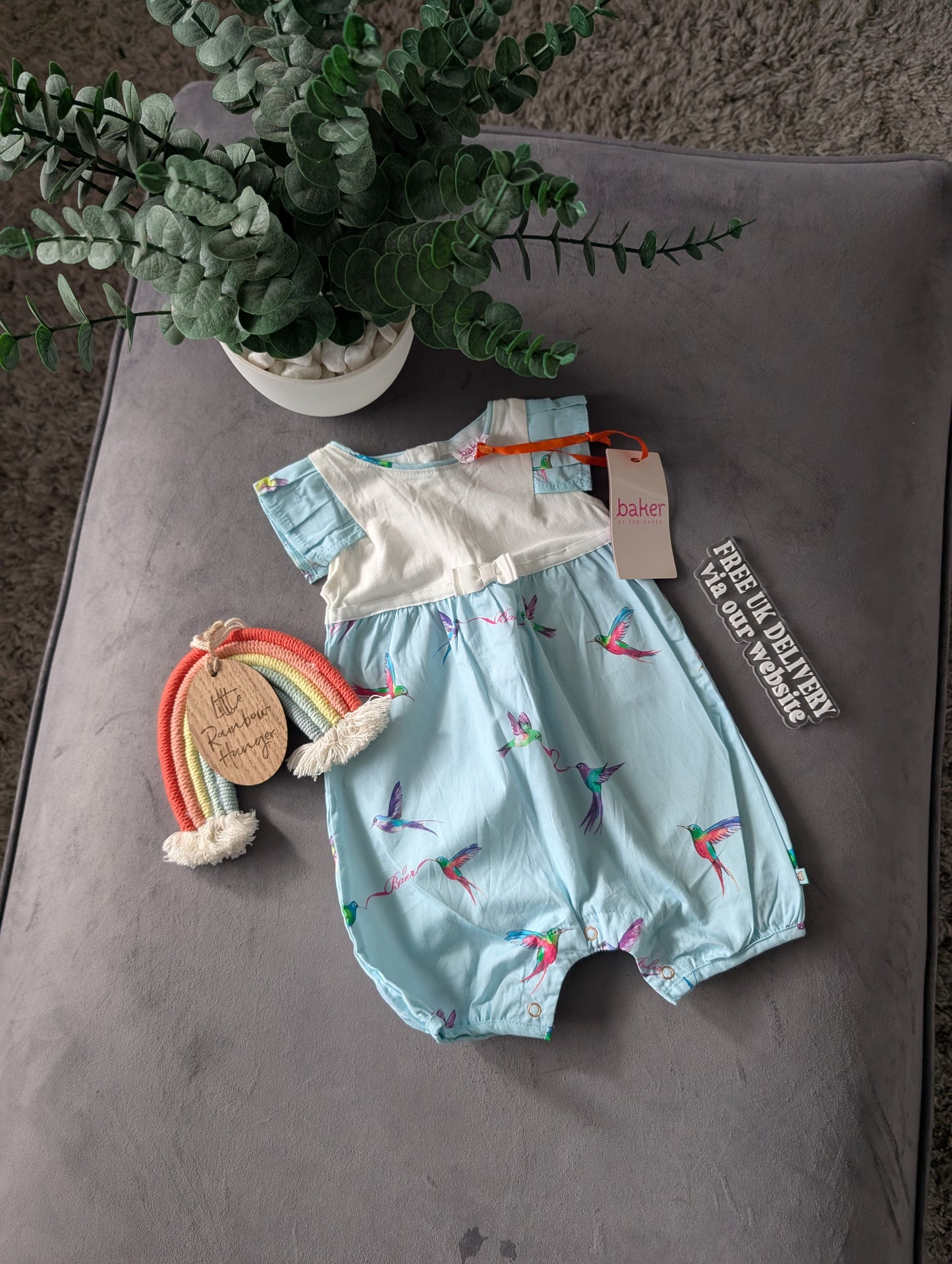 New Ted Baker Baby Girl Sleepsuit Bubble Romper Frill Gift 0-3m Pretty Cute Teal