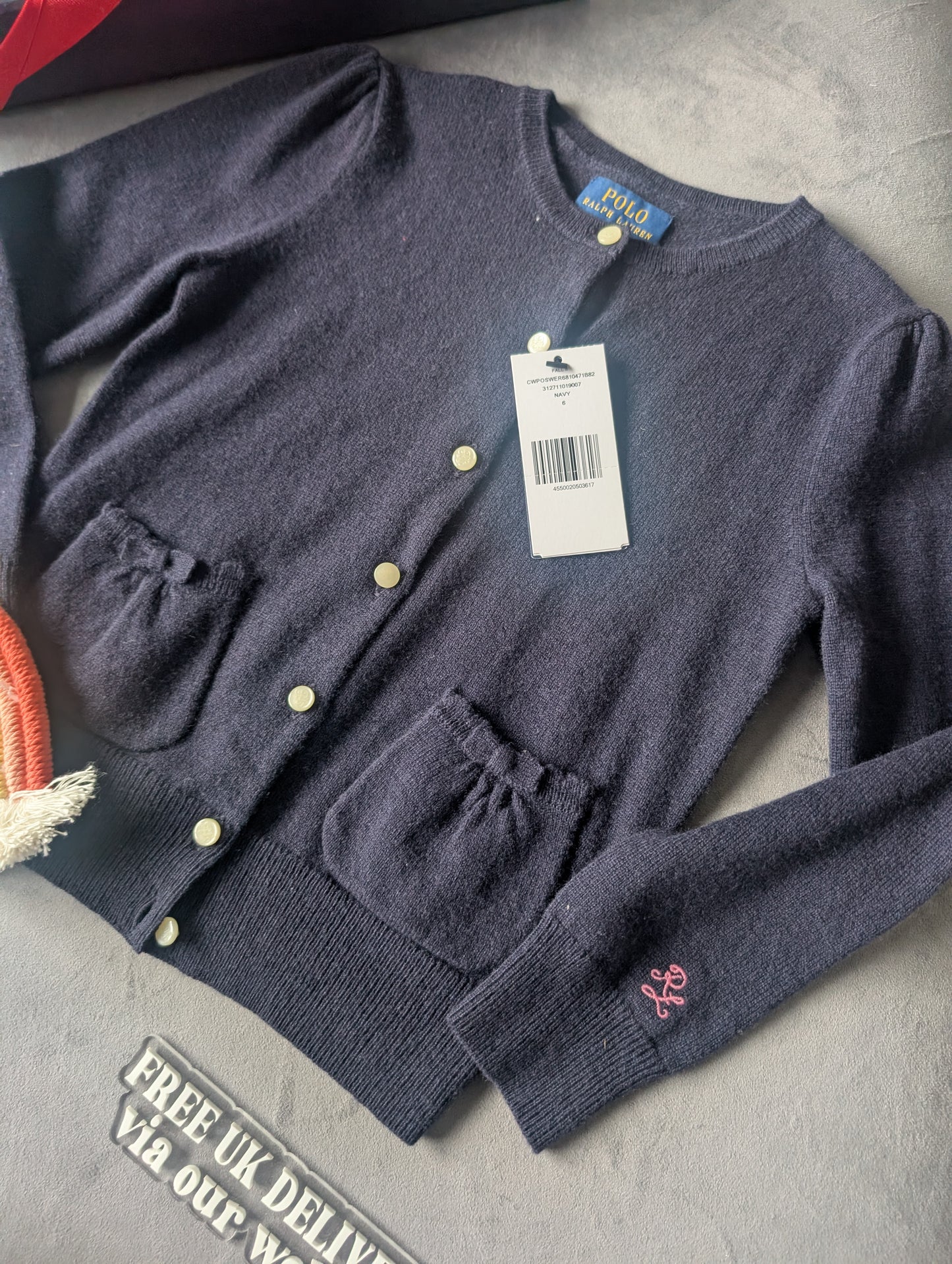 New Ralph Lauren Girls Knitted Cardigan 6 Years BNWT occasion Gift Smart Navy Bows